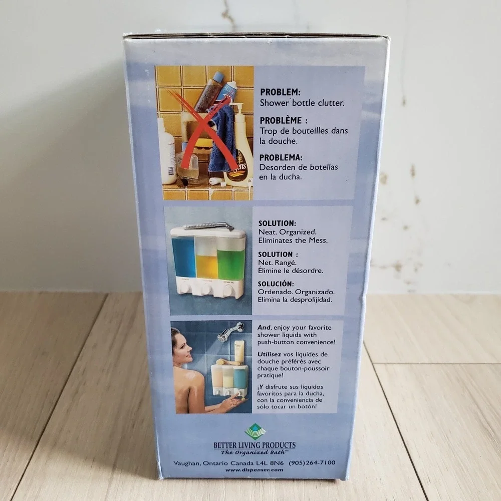 Clear Choice The Dispenser 3 Sections Shampoo Soap + Better Living Products NIB